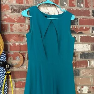 AB Studio Teal Sleeveless Pleated Midi Dress